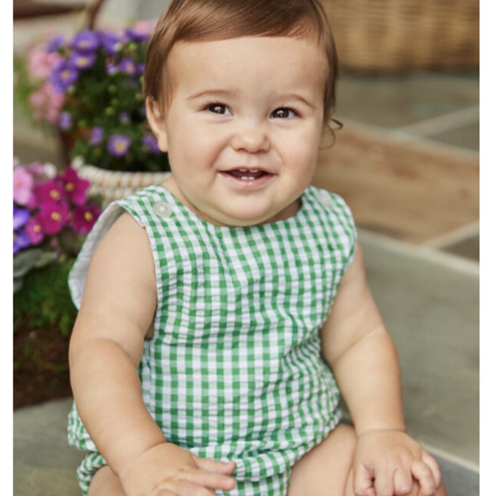 Little English Baby Preppy Green Louis Sunsuit Size 18M